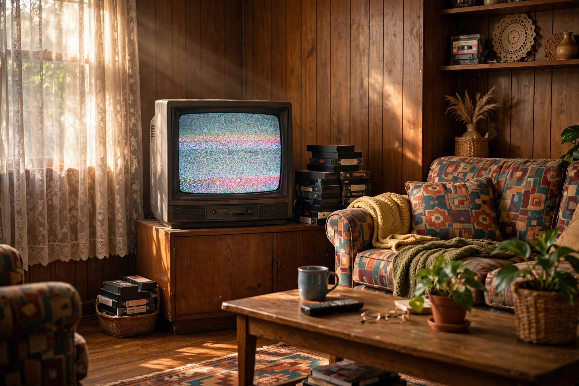 1990s nostalgia - retro living room with CRT television